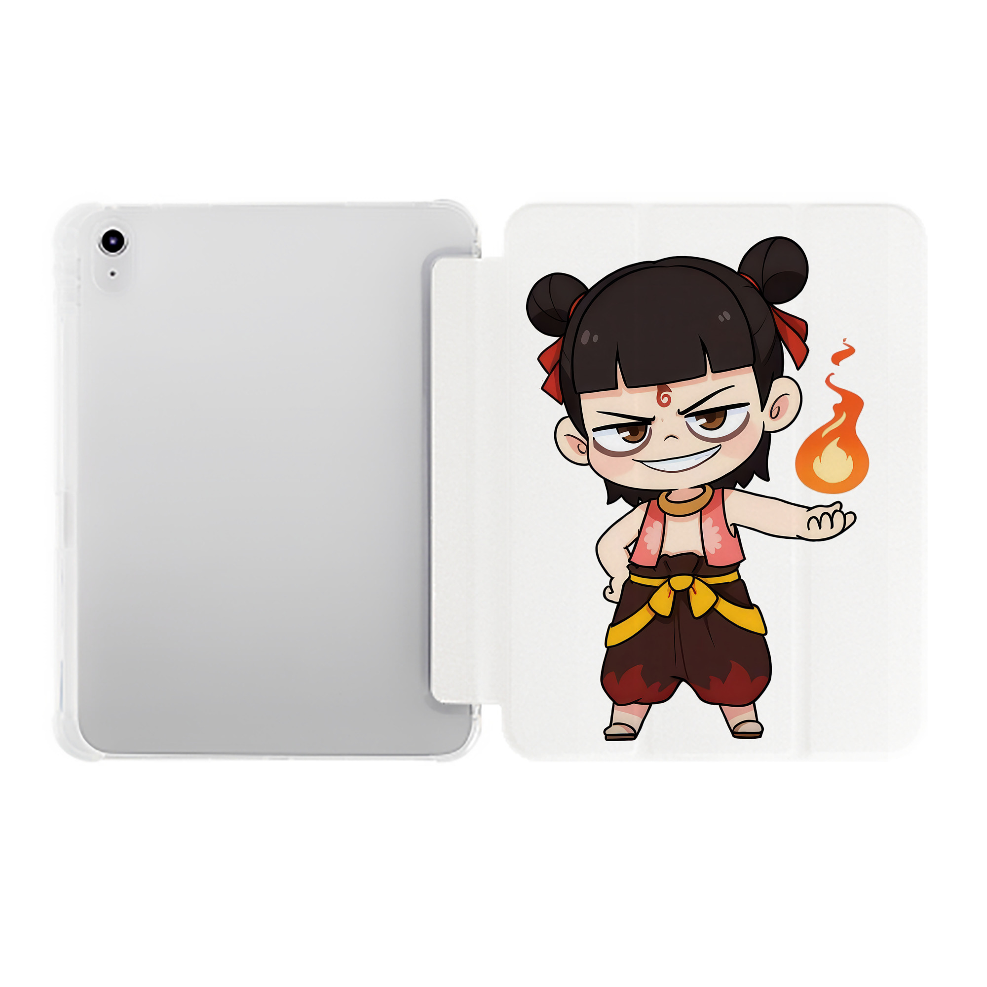 （画像用） Ne Zha 2 ナタ 魔童の大暴れ IPad ケース ペン収納付き 三つ折りスタンド PUレザー×シリコン 対応機種9.5/10.5/10.9インチ